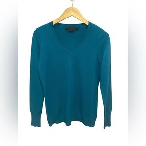 Elegant Teal V-Neck Sweater for Women
